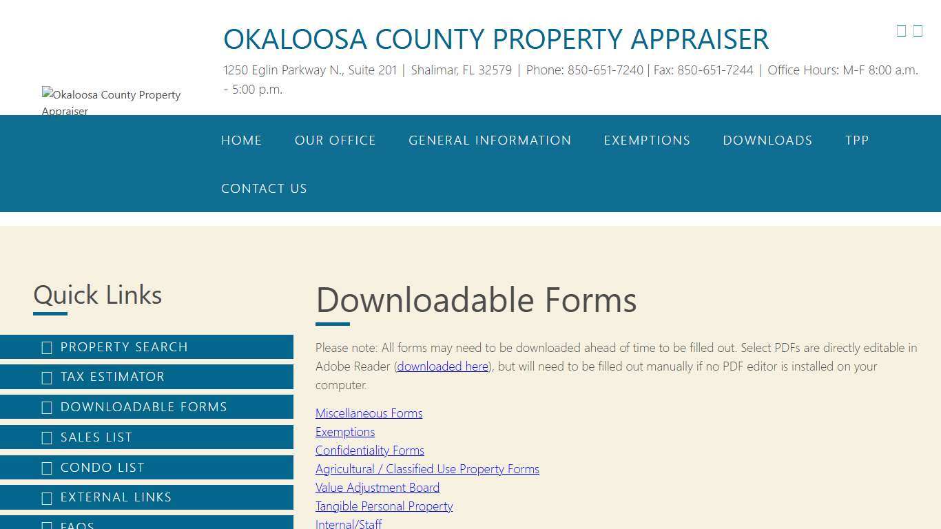 Downloadable Forms – Okaloosa County Property Appraiser