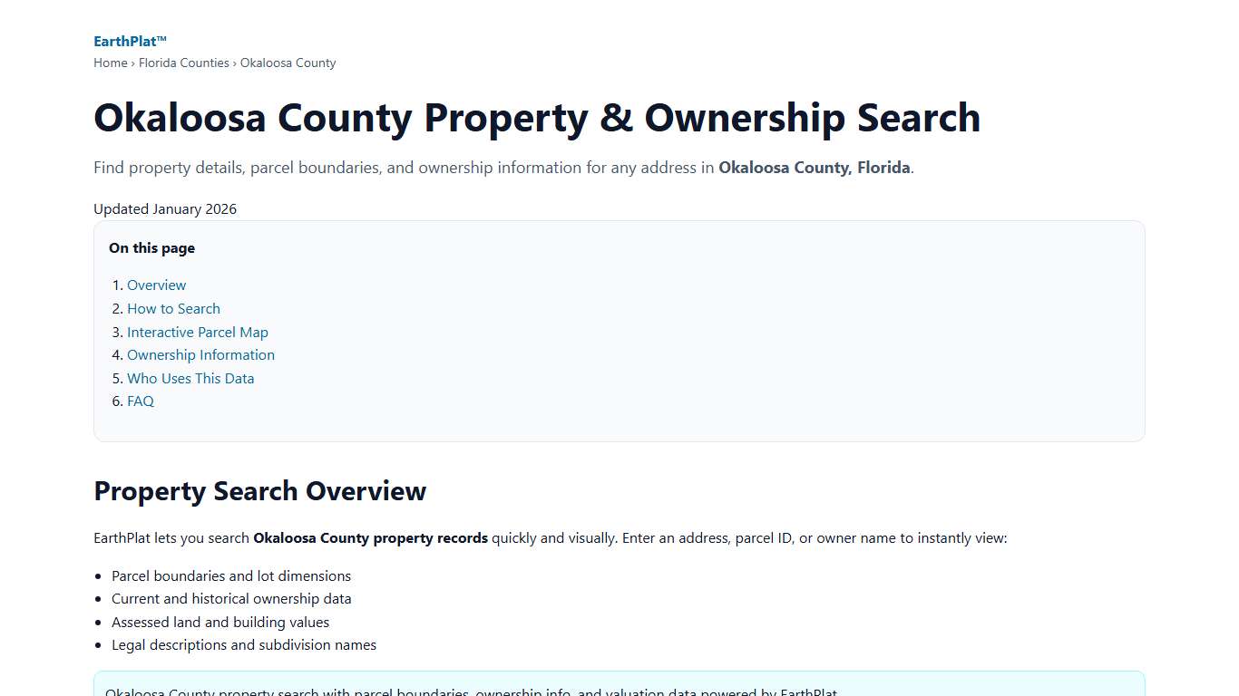 Okaloosa County Property Search EarthPlat - EarthPlat