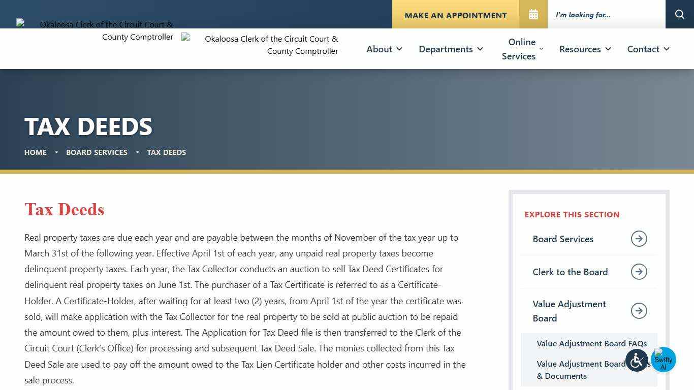 Tax Deeds Sales Okaloosa County Clerk of Court and Comptroller